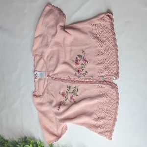 Vintage R&K pink floral embroidered knit sweater size 14